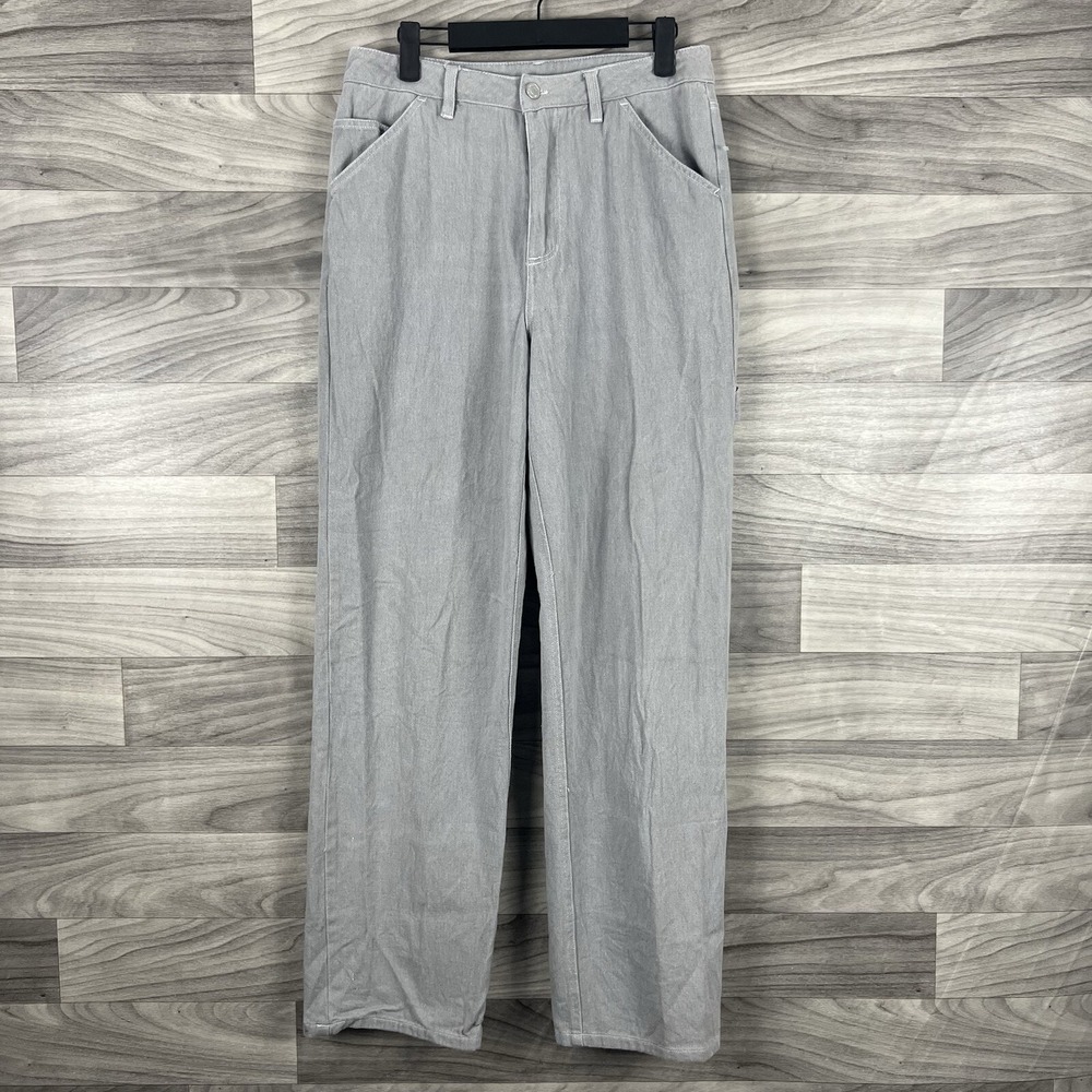 Full Tilt Jeans Womens 28 Gray Straight High Rise Pants Casual Cargo‎ Pockets